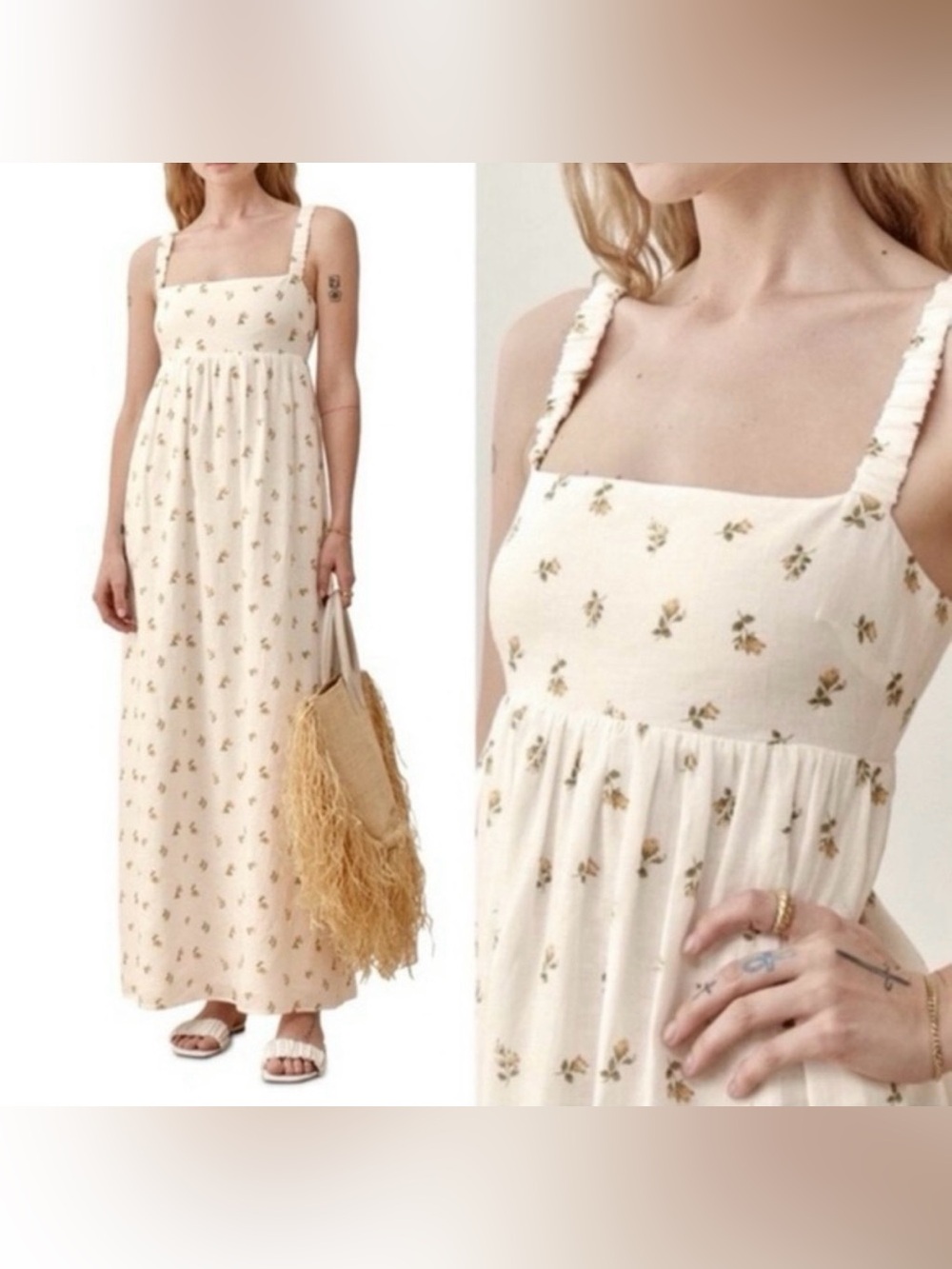 Reformation Tana Linen Floral Maxi Dress - Size S - Picture 3 of 8